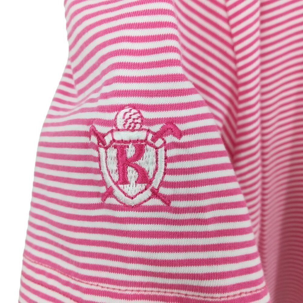 Peter Millar Pima Cotton Striped Pink Golf Short Sleeve Polo Size M Monogram K - Picture 6 of 11